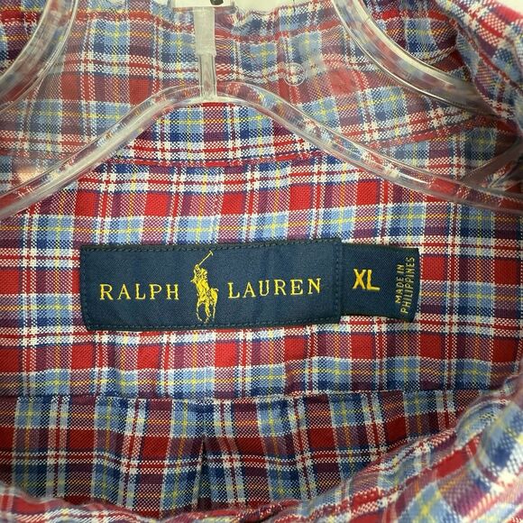 Polo Ralph Lauren Classic Fit Red Plaid Blue Pony Performance Shirt Mens XL - Picture 7 of 16